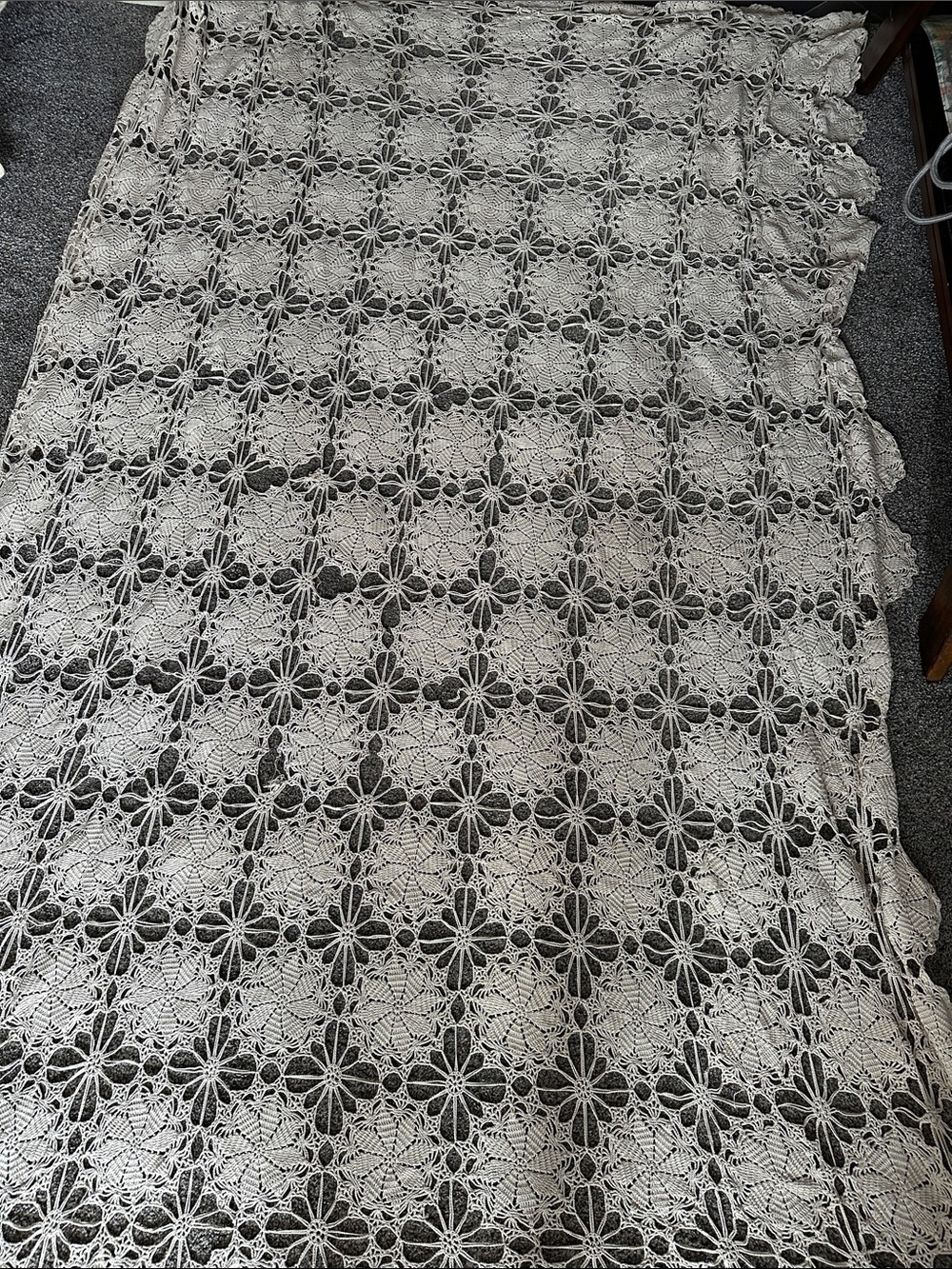 Vintage Crochet table cover - Cream Lace Pattern